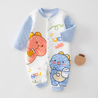 Combinaison en coton respirant à imprimé ours, trois couches épaisses, pour bébés de quelques mois, automne-hiver, super mignonne et chaude