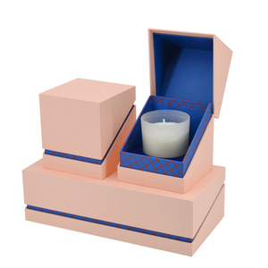 Cajas de vela personalizadas, embalaje con logotipo personalizado, juego de tarros de vela de papel rígido rosa de lujo, caja de regalo para velas - Product Image 1