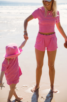 Ensemble de plage classique personnalisé pour maman et fille, t-shirt et short oversize en éponge, vente en gros