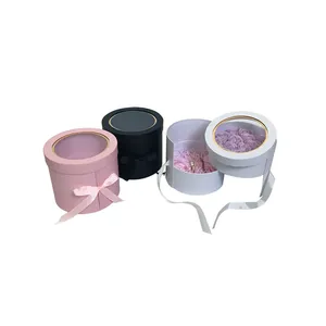 Luxury floral <b>gift</b> packaging in circular paper <b>boxes</b>, customizable according to needs - Product Image 5