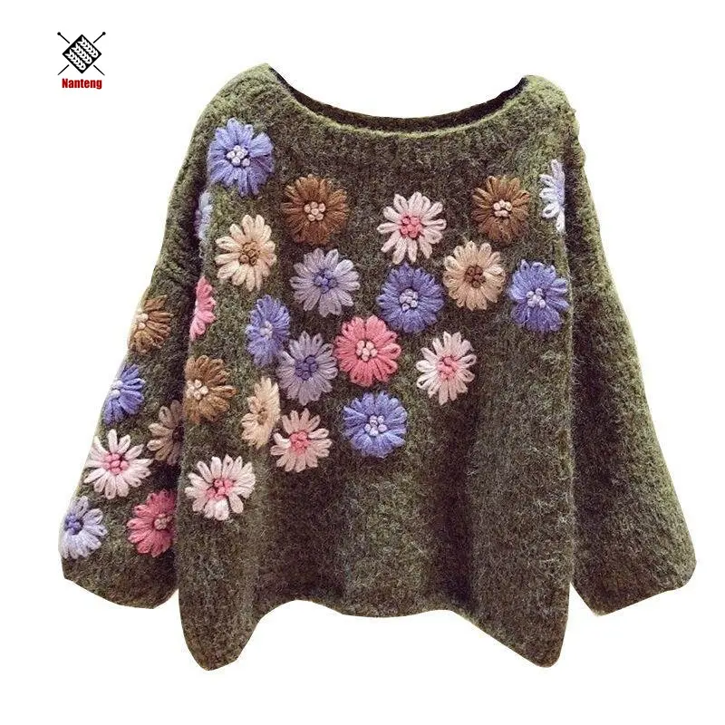 New Arrival Wide Collar Flowers Customized Machine Crochet Long Sleeve Embroidery Lace