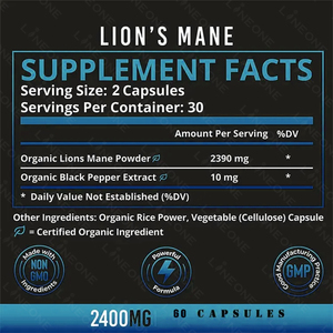 Oem nootropic bổ sung sư tử của bờm nấm viên nang chiết xuất Vegan viên nang nhãn hiệu riêng Bộ nhớ não hỗ trợ sư tử bờm - Product Image 3