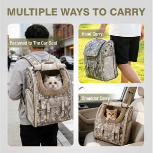 Sac à dos de transport pour animaux de compagnie, approuvé par les compagnies aériennes, luxueux, respirant, écologique, extensible, camouflage, pour chiens et chats, utilisation en extérieur - Product Image 6
