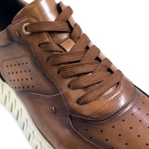 Chaussures de sport marron en cuir de vache véritable pour hommes, logo personnalisé, fabriquées à la main, lacets Oxford, respirantes, tendance mode - Product Image 6