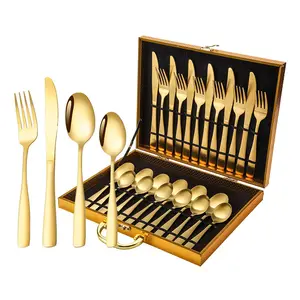 Hot Selling Luxury 4pcs Cubiertos Gold Flatware Sets Metal Golden Cutlery Wedding Stainless Steel Gold Cutlery Set