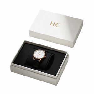 Boîte à montre de luxe en similicuir avec couvercle et base, boîte cadeau pour bijoux, insert en microfibre pour montre, estampage à chaud, logo personnalisé, vente en gros - Product Image 6