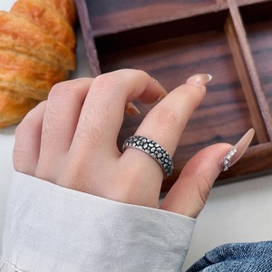 S925 Pure <b>Silver</b> Flower Pattern <b>Ring</b> Open Design Unisex Everyday Wear Jewelry - Product Image 1