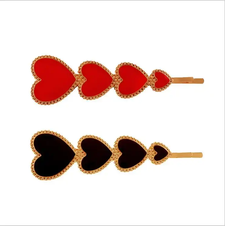Horquillas de aleación de metal dorado para niña y mujer, horquillas Vintage en forma de corazón blanco y negro, accesorios para el cabello 2020