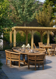 Meubles de jardin Arica au design moderne pour hôtels de haute qualité, élégants et robustes, en teck, pour les repas en plein air, confortables, avec 6 places et intempéries - Product Image 2