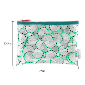 Clear PVC Cosmetic Bag With Geometric Pattern Zipper Closure Water Resistant Small <b>Makeup</b> <b>Case</b> For Travel Toiletry Storage - Product Image 3