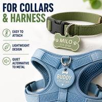 Plaque nominative personnalisée pour collier de chien, pendentif léger et discret avec coordonnées, accessoire pour harnais, étiquette d'identification pour animal de compagnie en PVC souple, personnalisable OEM