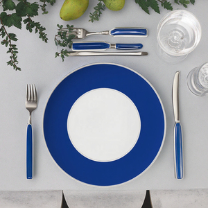 Ensemble décoratif de <span class=keywords><strong>table</strong></span> de dîner en porcelaine osseuse contemporaine assiettes de service en céramique verte motif végétal écologique pour les mariages - Product Image 2