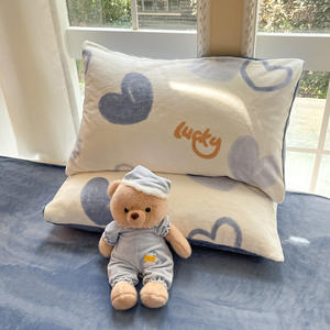 卡通牛奶绒羊毛填充四件套被子套装秋季加厚珊瑚色防水床单和被套 - Product Image 2