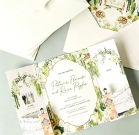 Cartes d'invitation de mariage personnalisées avec enveloppes, papier couché, impression numérique, pelliculage