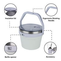 Seau à glace en acier inoxydable Hong Ling, 7 L, avec poignée et accessoires, vente flash