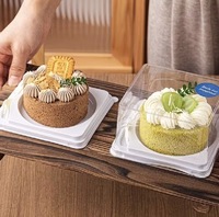 Boîte d'emballage pour gâteau soufflé aux fruits, mousse au chocolat avec purée de pommes de terre, boîte d'emballage transparente pour dessert basque de quatre pouces