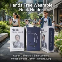 Support magnétique à suspendre autour du cou pour téléphone portable avec fonction trépied, perche à selfie vidéo pour utilisation au lit