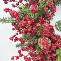 Guirlande artificielle de Noël, guirlande de baies rouges, fruits abondants, décoration de maison