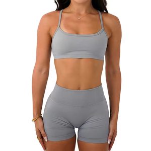 Completo <span class=keywords><strong>Sportivo</strong></span> Due Pezzi <span class=keywords><strong>Senza</strong></span> <span class=keywords><strong>Cuciture</strong></span>: <span class=keywords><strong>Reggiseno</strong></span> <span class=keywords><strong>Sportivo</strong></span> e Pantaloncini per Donna, Abbigliamento da Palestra - Product Image 5
