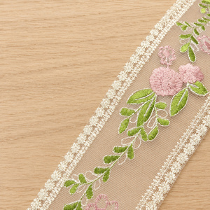 Passamaneria in <span class=keywords><strong>pizzo</strong></span> a rete ricamata con foglie floreali e bordi laterali decorativi per cuciture su abiti cottage, scollo di camicette, polsini e orli - Product Image 2
