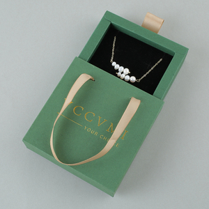 Luxury Ribbon Handle Sliding Drawer Jewelry Packaging <b>Box</b> Custom Printed Logo Cardboard Gift <b>Box</b> for Necklaces Rings <b>Earrings</b> - Product Image 5