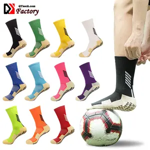 Custom Men Socks Cotton Material Nylon Blends Anti Slip Function Football Socks Grip Socks