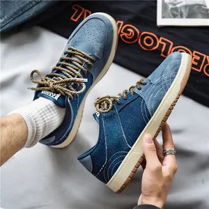 Dropshipping canvas shoes jean upper sneaker breathable denim color boy shoes high quality men casual shoes