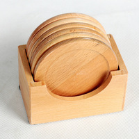 Sous-verres (ensemble) de boisson en bois de hêtre adaptés aux besoins du client par marque privée d'oem 100% qui respecte l'environnement pour la boisson