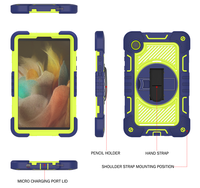 Étui antichoc à trois couches pour Samsung Galaxy Tab A9 8,7 pouces avec rotation à 360° °   Support rotatif avec sangle de transport et housse de protection