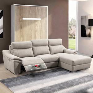 Modern Fabric Fabric Living Room Grey L Shape Power Reclining Sectional with Chaise Set - Product Image 1