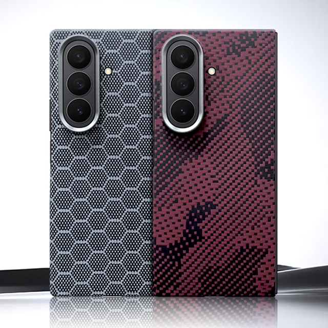 New Product Fine Line for Kevlar Mobile Phone Case for Samsung Z Fold7 Real Carbon Fiber with Magnetic Feature