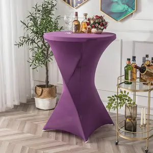 מפת שולחן ספנדקס עגולה למסיבות ציוד לבית מלון לחתונה קישוט חתונה כיסוי שולחן בר אוכל