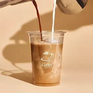 バー/カフェ/茶屋/ミルクティーショップ用の100% 生分解性ポリラク酸PLA透明コールドドリンクカップ