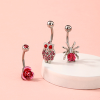 Toposh Bijoux de Piercing Ventre Double Cœurs Gemmes en Acier Chirurgical Anneaux de Nombril pour Femme
