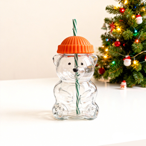 Botella <span class=keywords><strong>de</strong></span> Vidrio <span class=keywords><strong>de</strong></span> 600 ml con Forma <span class=keywords><strong>de</strong></span> Oso, con Tapa <span class=keywords><strong>de</strong></span> Paja y Tapa Colorida para Jugo, Café, Leche, Té, Bebidas, para Niños - Product Image 3