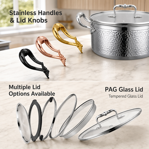 Set di Pentole in Acciaio Inox 4 Pezzi, Pentole e Padelle Classiche con Coperchi in Vetro Temperato, Compatibili con l'Induzione - Product Image 6