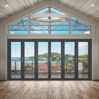 Vente d'usine - Porte pliante extérieure en aluminium pour résidence, double vitrage, porte accordéon pour patio