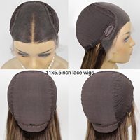 Perruque frontale en dentelle HD 9x5, ombrée blond cendré avec mèches, cheveux humains lisses, pré-épilée, sans colle, pour femmes