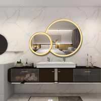 Art Mirror Modern Smart LED Stainless Sensor Switch Anti-Fog Dimmable Wall-Mounted Backlit Vanity Mirror with Touch Switch