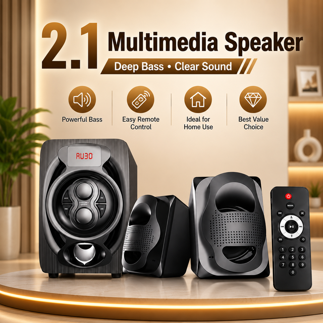 2.1 Channel Computer Speakers with Subwoofer for PC Desktop Wired Multimedia Speaker with Remote Control