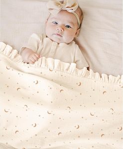 Cute Moon <span class=keywords><strong>Star</strong></span> 100% Manta de bebé de muselina de algodón 47x47 pulgadas <span class=keywords><strong>Beige</strong></span> Gold Infant Swaddle - Product Image 5