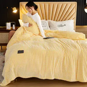 Wholesale New Solid Color Simple Milk Velvet Air Conditioning Blanket Office Nattal Bed Sofa Cover Other Blankets