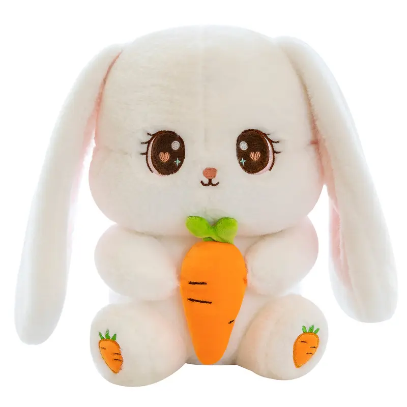 Poupée lapin en peluche super mignon et doux, jouet animal lapin avec carotte, coussin, oreiller, poupée de couchage, usine, vente en gros