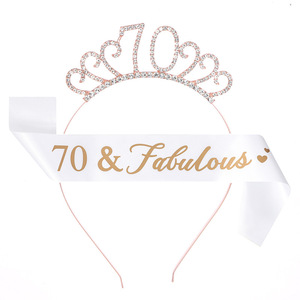 Corona e Fascia di Compleanno in Oro Rosa per 18, 21, <span class=keywords><strong>30</strong></span>, 40, 50, 70 <span class=keywords><strong>Anni</strong></span>, Regali per Feste e Accessori - Product Image 2