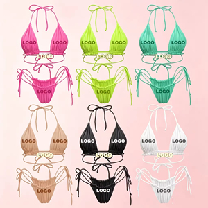 Bikini Personalizado con Etiqueta Metálica, Bikini de Cintura Alta, Traje de Baño Personalizado, Ropa de Playa, Conjunto de Bikini Sexy de Dos Piezas - Product Image 1
