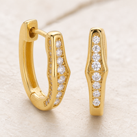 Boucles d'oreilles Huggie en argent sterling 925 vermeil avec zircon pavé, design élégant, pour femme, bijoux de mode, vente en gros