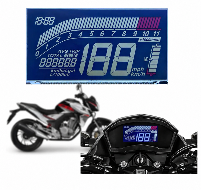 Custom TN Negative Motorcycle Speedometer Screen LCD Display Segment LCD Displays HTN 4.5V LCD Display