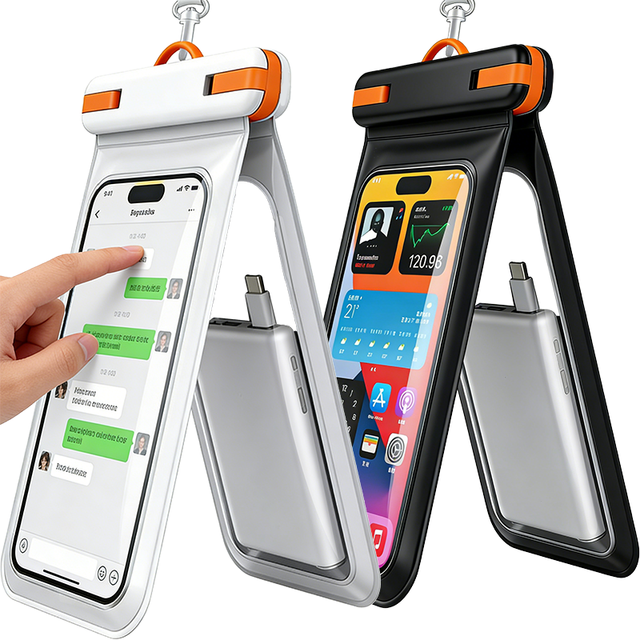 IPX8 Waterproof Phone Pouch Dual Bag Underwater Phone Case with Lanyard for Swimming Beach
