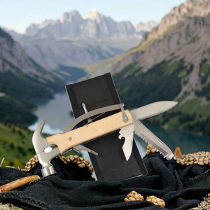 Chất Lượng Cao Cắm Trại Survival Multitool Với Tay Cầm Bằng Gỗ Tự Làm Lớp Ngoài Trời Claw Búa Tùy Chỉnh OEM Multitool Búa - Product Image 2