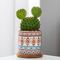 Pots à fleurs en céramique émaillée à motifs mandala colorés, pots à plantes succulentes, vente en gros